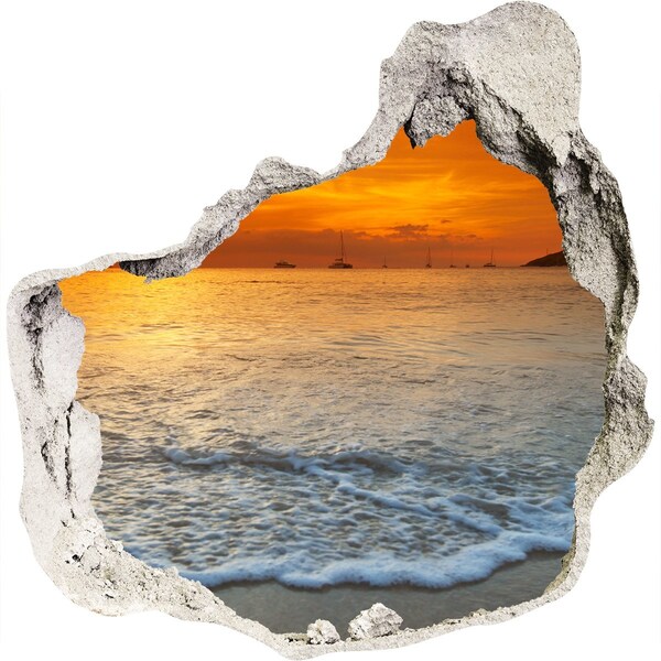 Hole wall sticker Sunset over the sea
