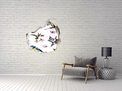 Hole in the wall decal Spring landscape with birds