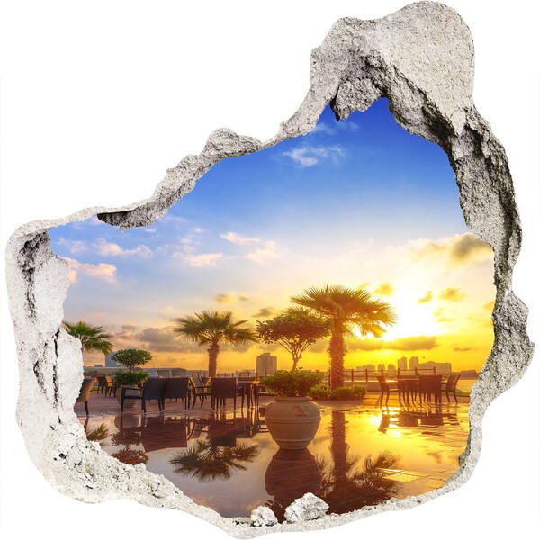 Hole in the wall sticker Sunset in the tropics
