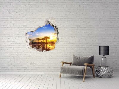 Hole in the wall sticker Sunset in the tropics