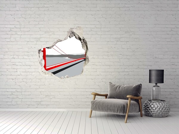 Hole wall sticker Golden Gate Bridge in California