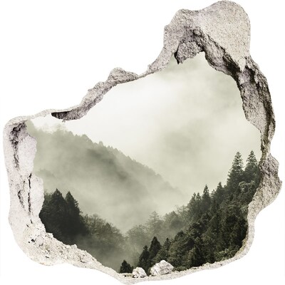 3D wall hole Mountain landscape in the clouds