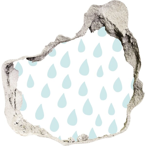 3D wall hole wallpaper Raindrops behind the wall
