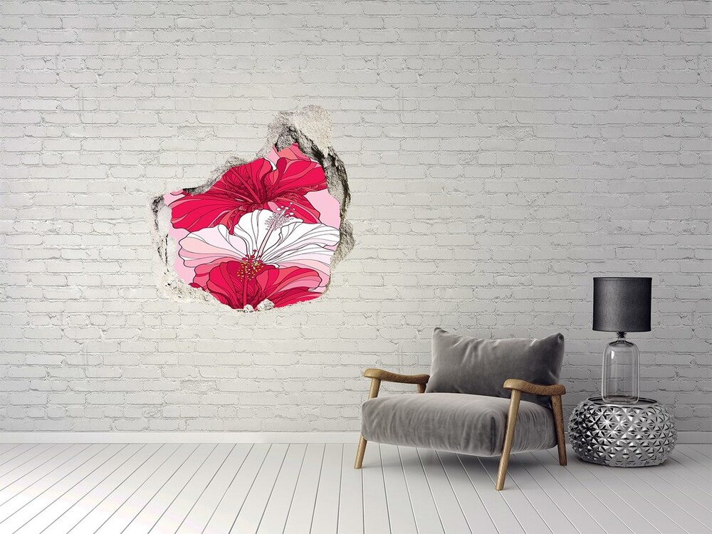 Hole in the wall sticker Colorful tulips