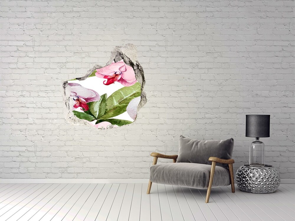 Hole in the wall decal Peonies