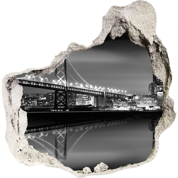 Hole wall sticker Golden Gate Bridge at night