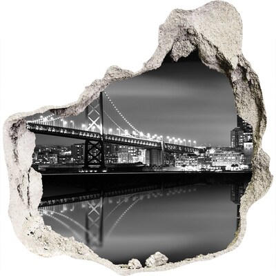 Hole wall sticker Golden Gate Bridge at night