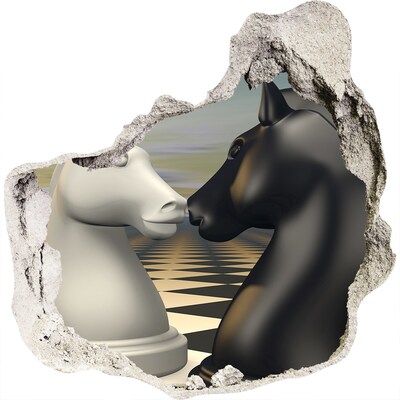 Hole in the wall decal Chess confrontation