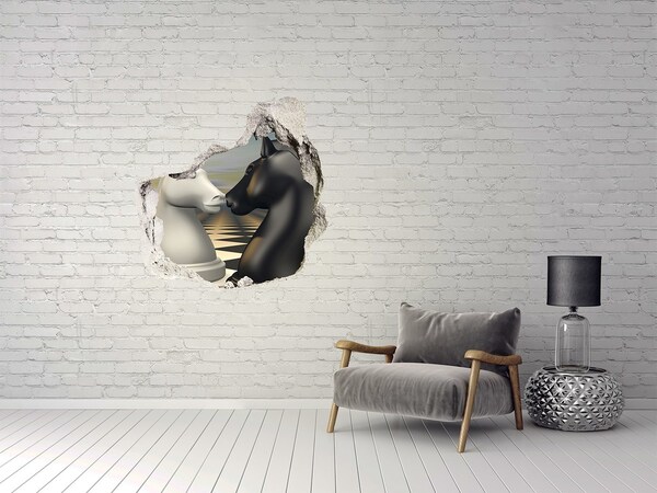 Hole in the wall decal Chess confrontation