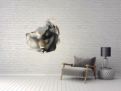 Hole in the wall decal Chess confrontation