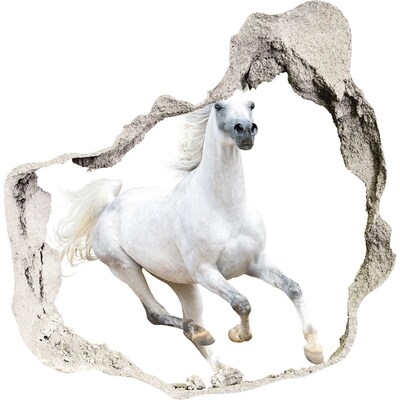 Hole in the wall sticker A white horse on the run