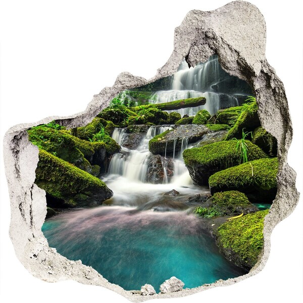 Hole in the wall sticker A waterfall among the greenery