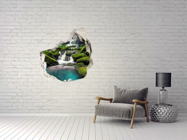 Hole in the wall sticker A waterfall among the greenery