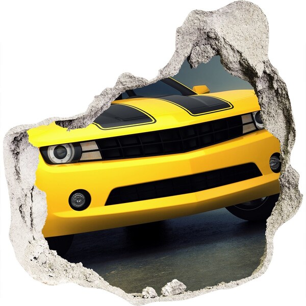Hole in the wall sticker A ruined wall with a yellow car