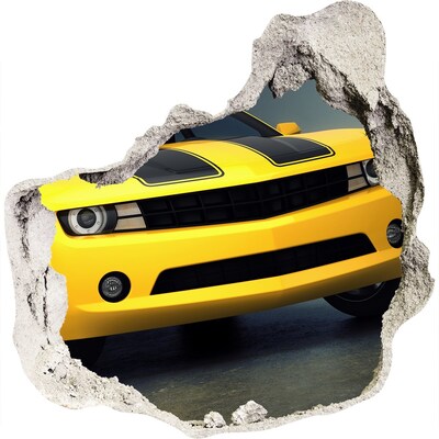 Hole in the wall sticker A ruined wall with a yellow car