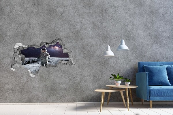 Hole in the wall decal Astronaut on the Moon