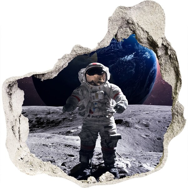 Hole in the wall decal Astronaut on the Moon