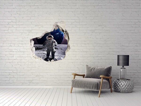 Hole in the wall decal Astronaut on the Moon