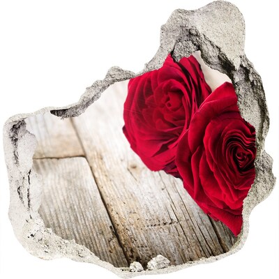 3D wall hole wallpaper Roses in concrete