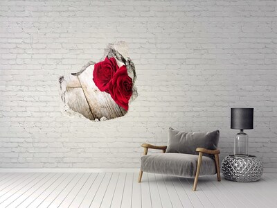 3D wall hole wallpaper Roses in concrete