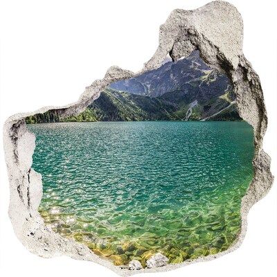 3D wall hole wallpaper Lake in the mountains
