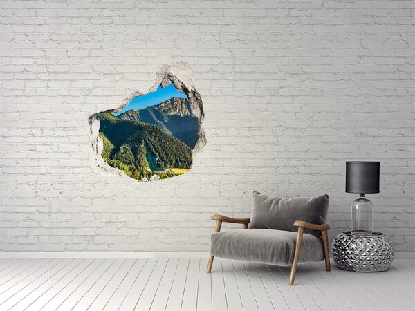 Hole in the wall sticker Mountain landscape with a valley