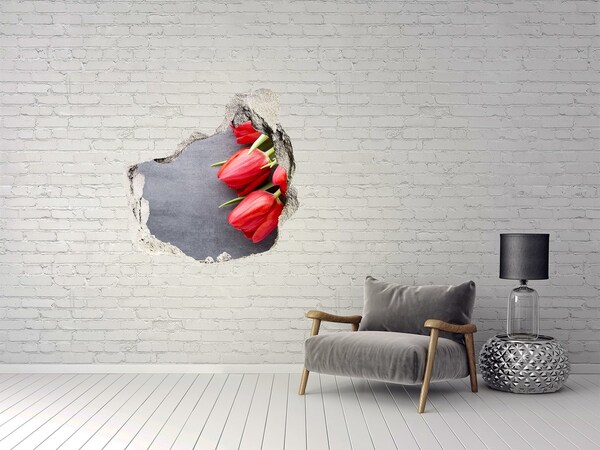 Hole in the wall sticker Flowers in concrete
