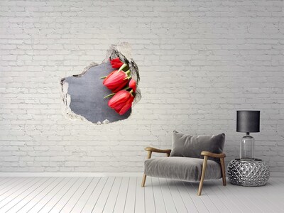 Hole in the wall sticker Flowers in concrete