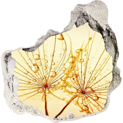 3D wall hole wallpaper Golden flowers in concrete