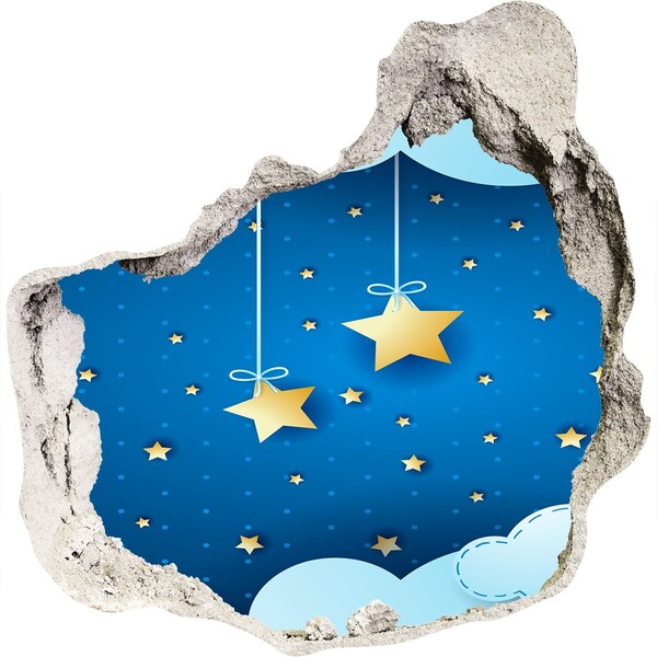 Hole in the wall sticker Night sky with golden stars