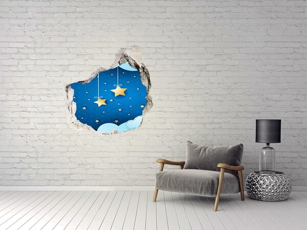Hole in the wall sticker Night sky with golden stars