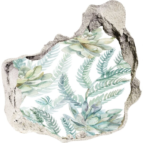 3D wall hole wallpaper A green oasis in concrete