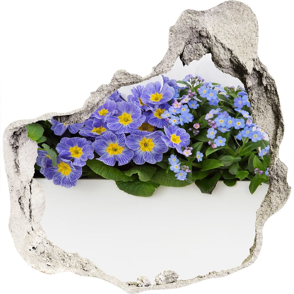 Hole in the wall decal Blue flowers