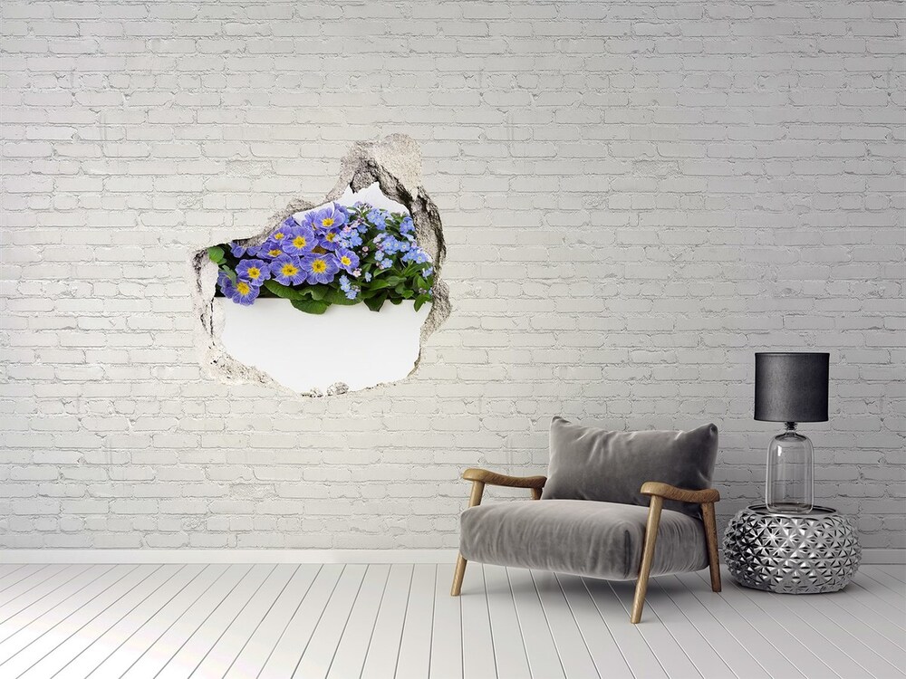 Hole in the wall decal Blue flowers