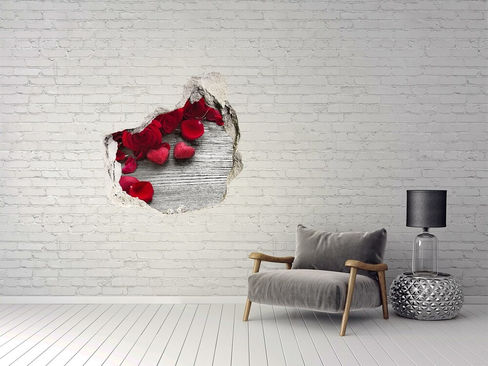 Hole in the wall decal Red roses