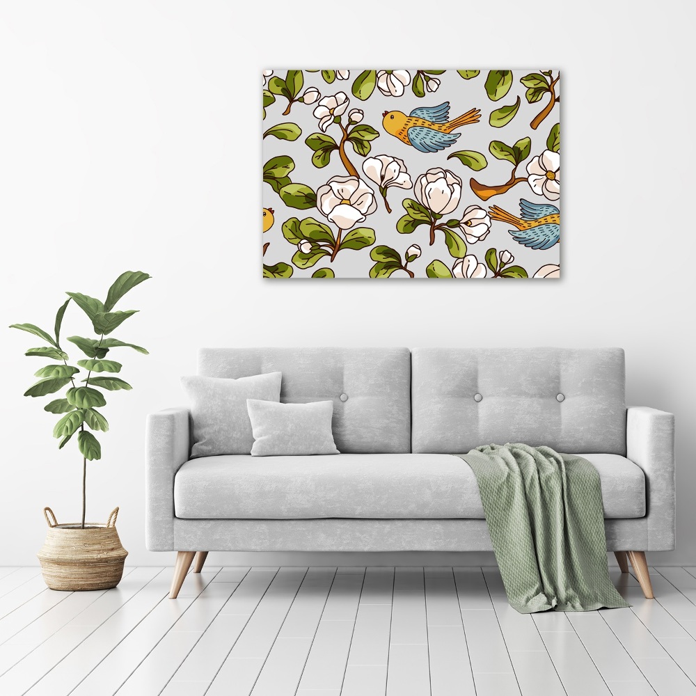 Print on acrylic Flowers and birds