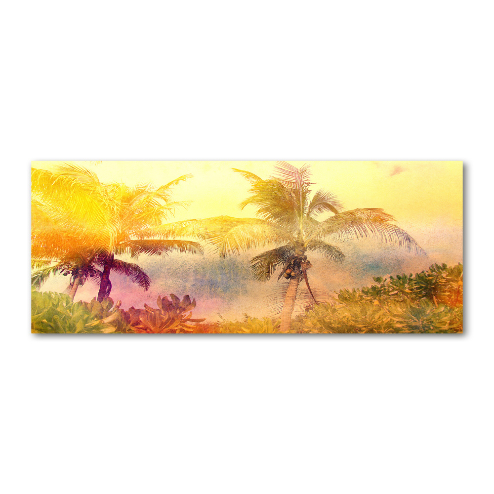 Glass acrylic wall art Colorful palm trees