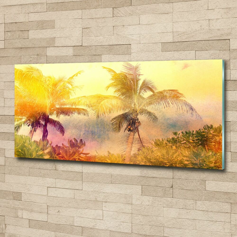 Glass acrylic wall art Colorful palm trees