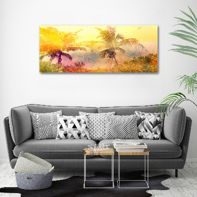 Glass acrylic wall art Colorful palm trees