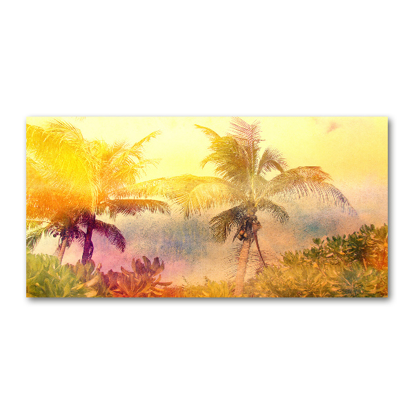 Glass acrylic wall art Colorful palm trees