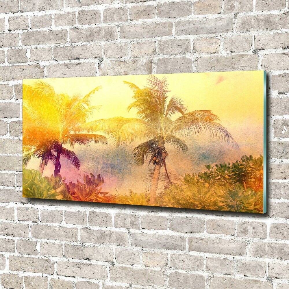 Glass acrylic wall art Colorful palm trees