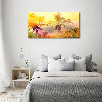 Glass acrylic wall art Colorful palm trees