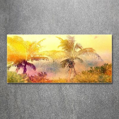 Glass acrylic wall art Colorful palm trees