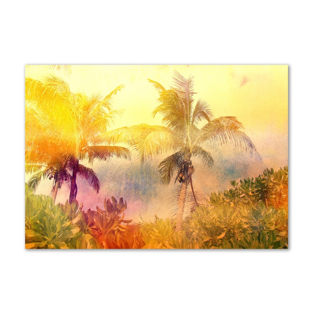 Glass acrylic wall art Colorful palm trees