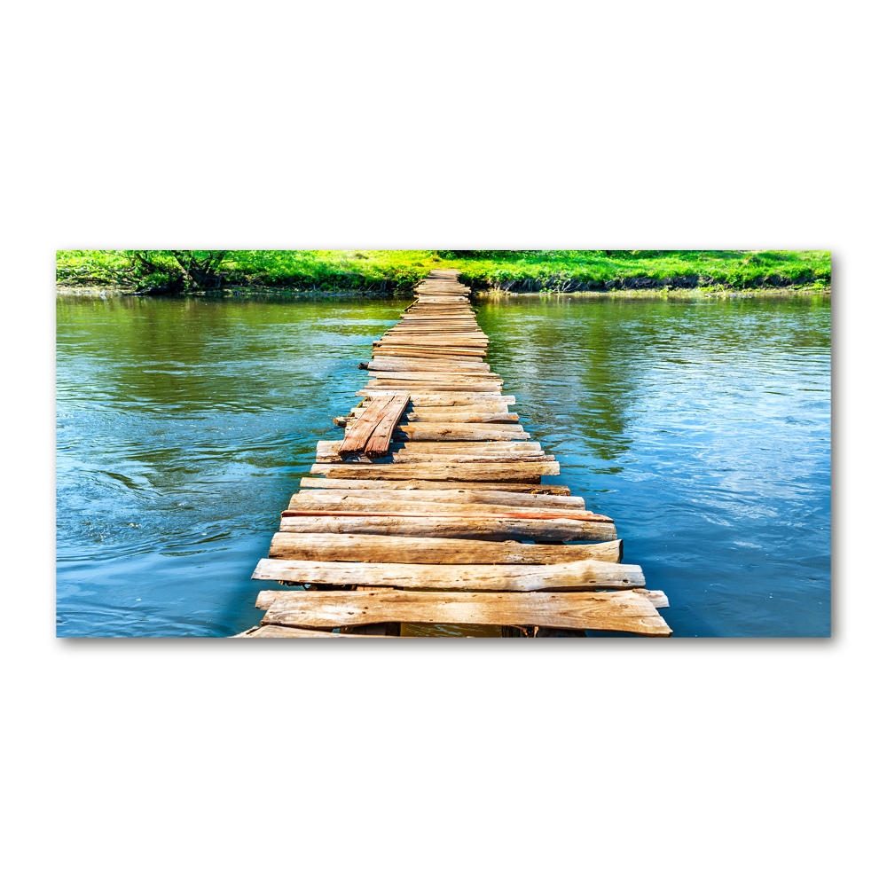 Glass acrylic wall art Wooden bridge