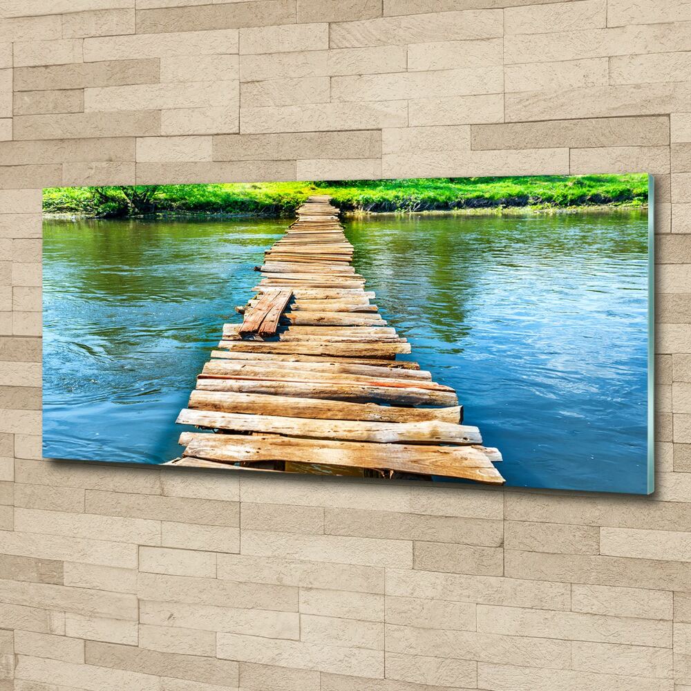 Glass acrylic wall art Wooden bridge