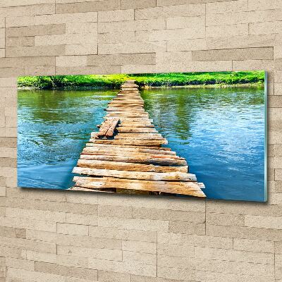 Glass acrylic wall art Wooden bridge