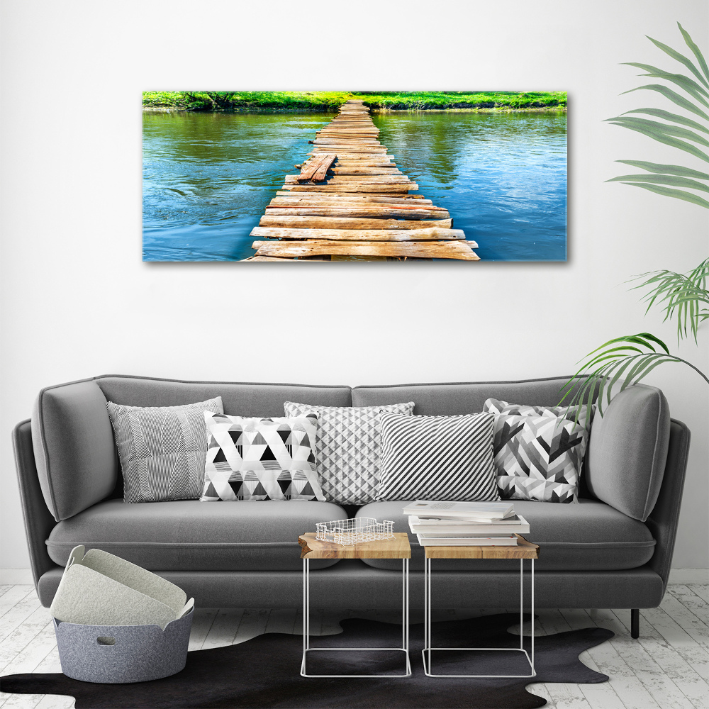 Glass acrylic wall art Wooden bridge