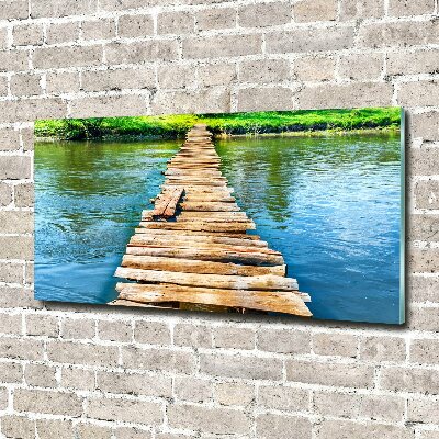 Glass acrylic wall art Wooden bridge