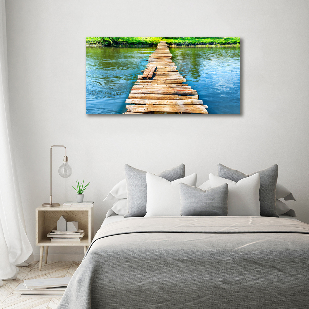 Glass acrylic wall art Wooden bridge